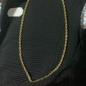 22 In Chain Accessories | Gold Rope Chain Necklace 18k Gold 4mm Round Necklace 22 ...